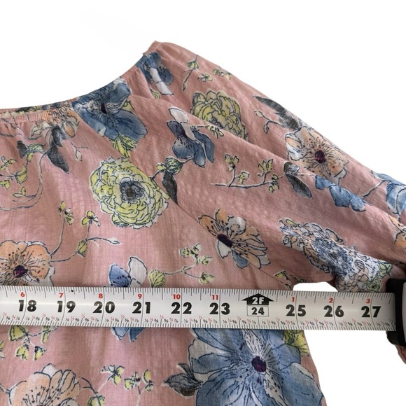 EASEL Blue Pink NEW Off The‎ Shoulder 100% Cotton Oversized Boho Top Size L #517 - Picture 6 of 10